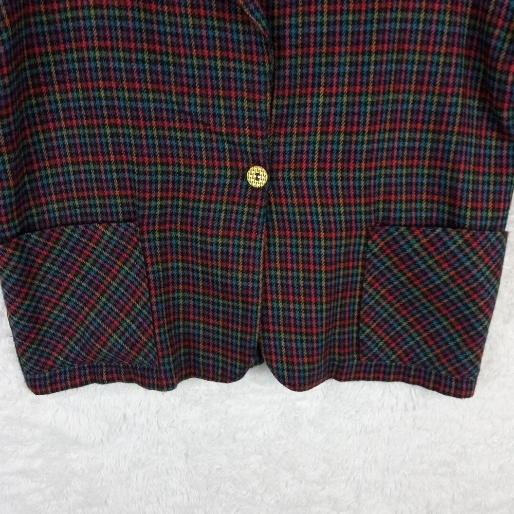 Vintage Haband For Her Womens Suit Blazer Jacket Multicolor L Pockets One Button